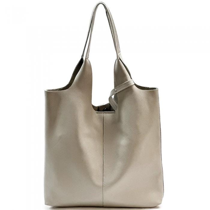 Classic, Soft, Premium Leather Tote Bag with separate pouch, Handmade in Italy, Free Shipping to the US