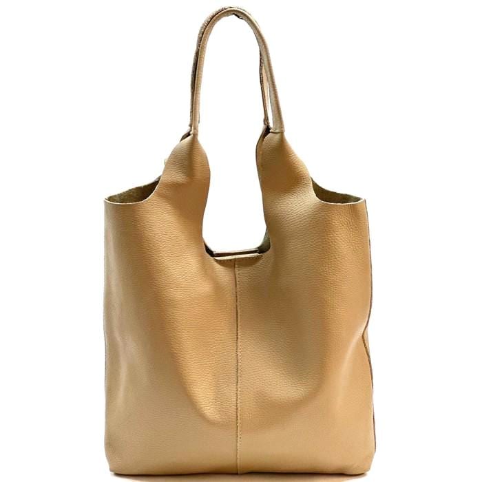 Classic, Soft, Premium Leather Tote Bag with separate pouch, Handmade in Italy, Free Shipping to the US