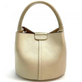 Italian Leather Bucket Bag: Butter Cream Pebbled Leather, Handmade Pochette