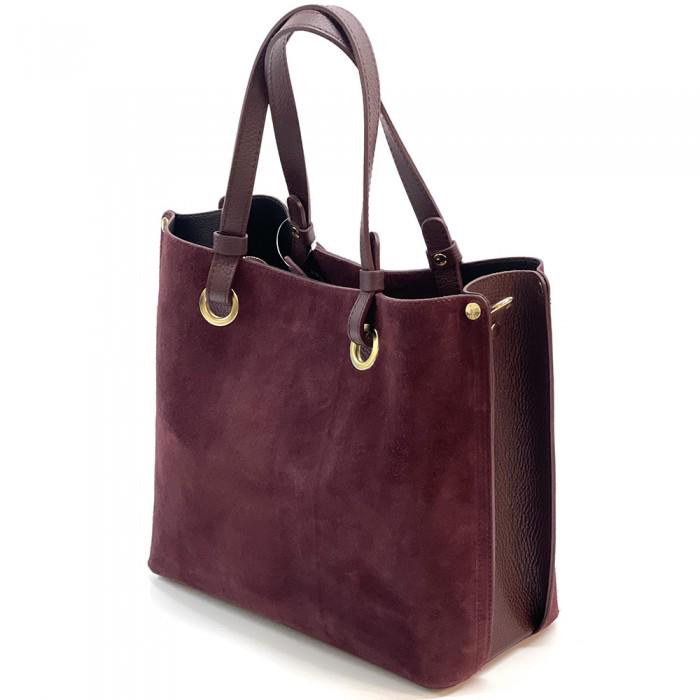 Italian Suede and Leather Tote Bag: Handmade Classic Design