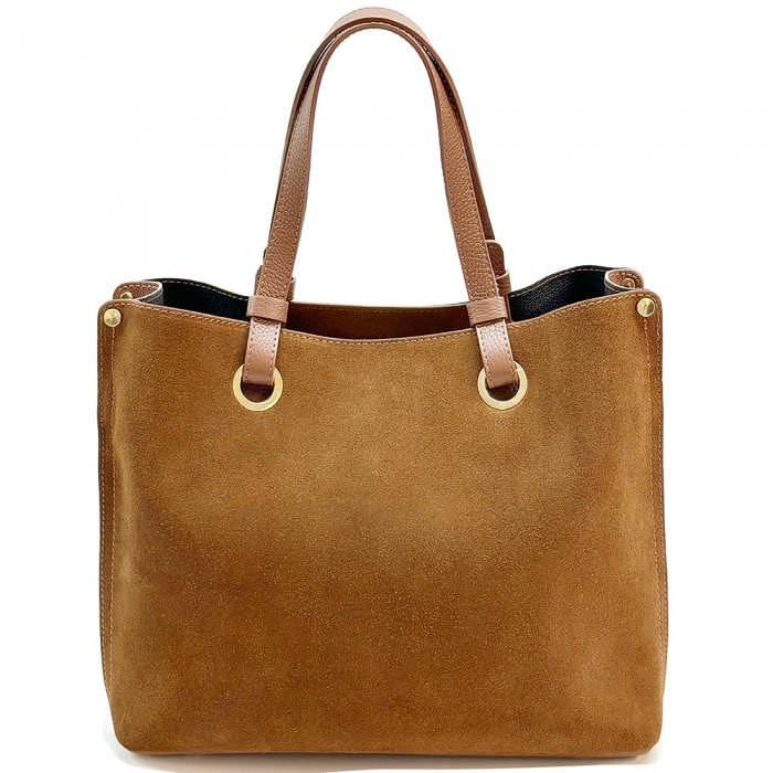 Italian Suede and Leather Tote Bag: Handmade Classic Design