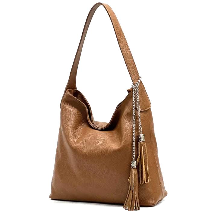 Handmade Pebbled Leather Shoulder Bag: Classic Italian Design