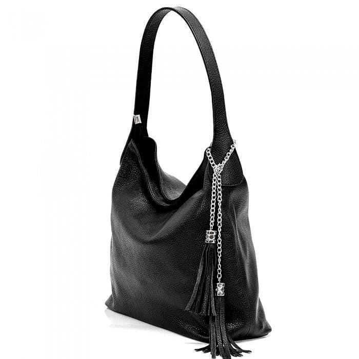 Handmade Pebbled Leather Shoulder Bag: Classic Italian Design