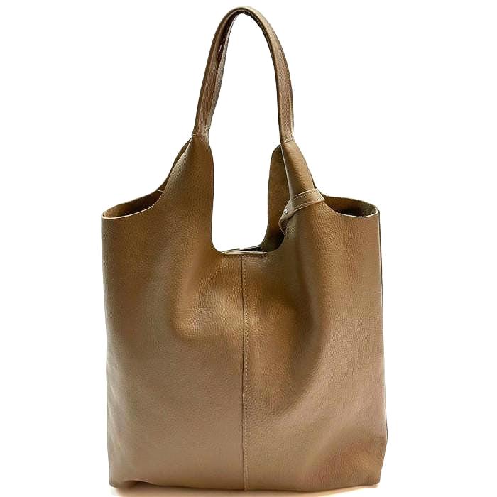 Classic, Soft, Premium Leather Tote Bag with separate pouch, Handmade in Italy, Free Shipping to the US