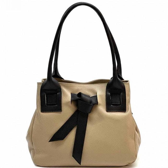 Pebbled Leather Tote Bag: Handmade Italian Shoulder Bag
