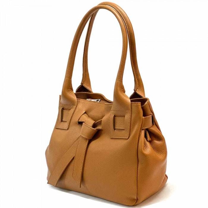 Pebbled Leather Tote Bag: Handmade Italian Shoulder Bag