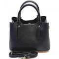 Pebbled Leather Tote Bag: Handmade Italian Cowhide, Gold Hardware