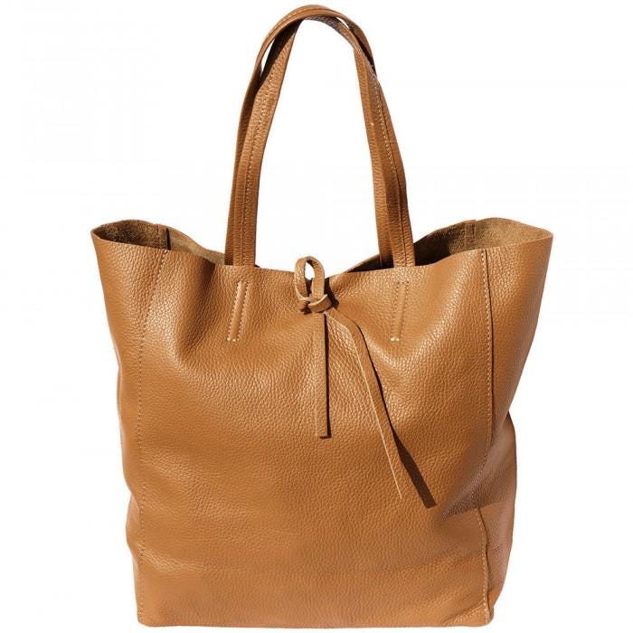 Pebbled Leather Tote Bag: Handmade Italian Calfskin Shopper