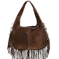 Suede Fringe Crossbody Bag: Handmade Italian Boho Shoulder Bag