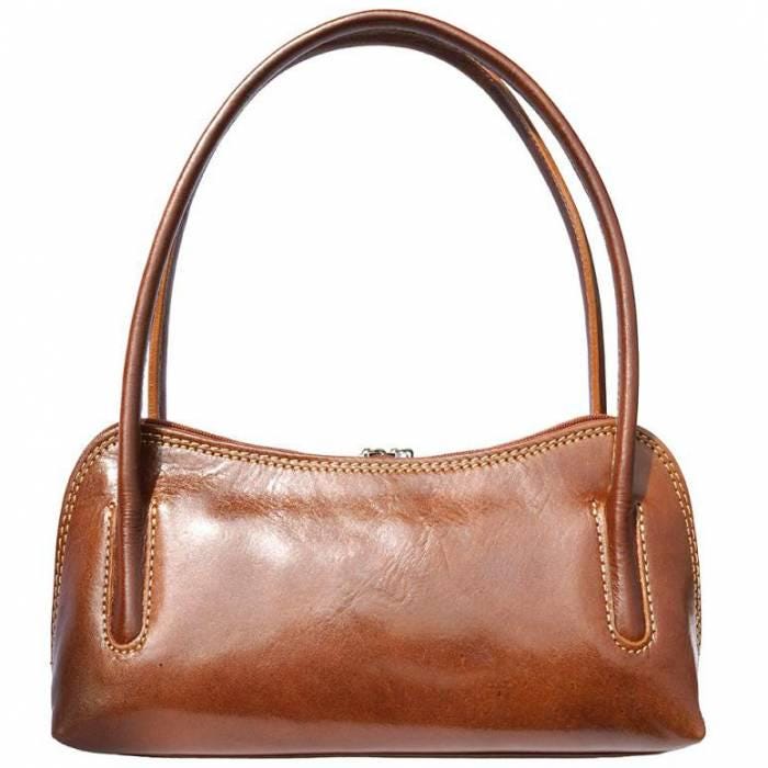 Structured Italian Leather East West Bag - Handmade Minimalist Handbag