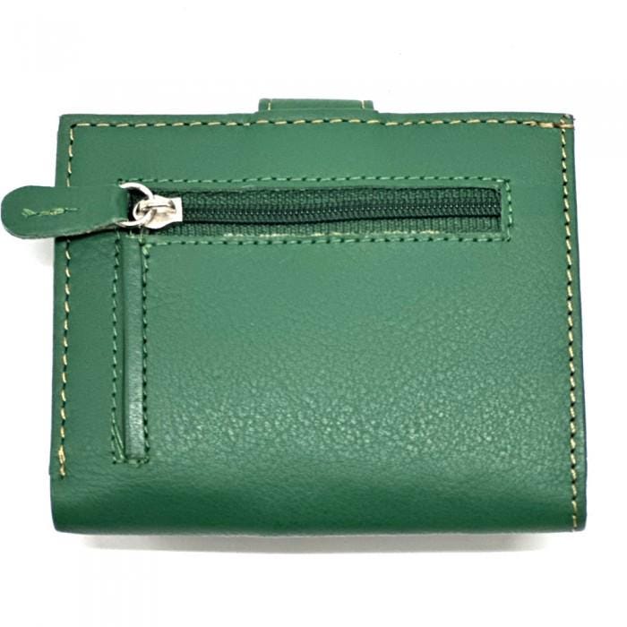 Handmade Italian Leather Compact Wallet - Green Calfskin
