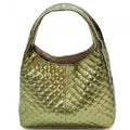Handmade Quilted Metallic Gold Leather Hobo Bag: Made in Italy
